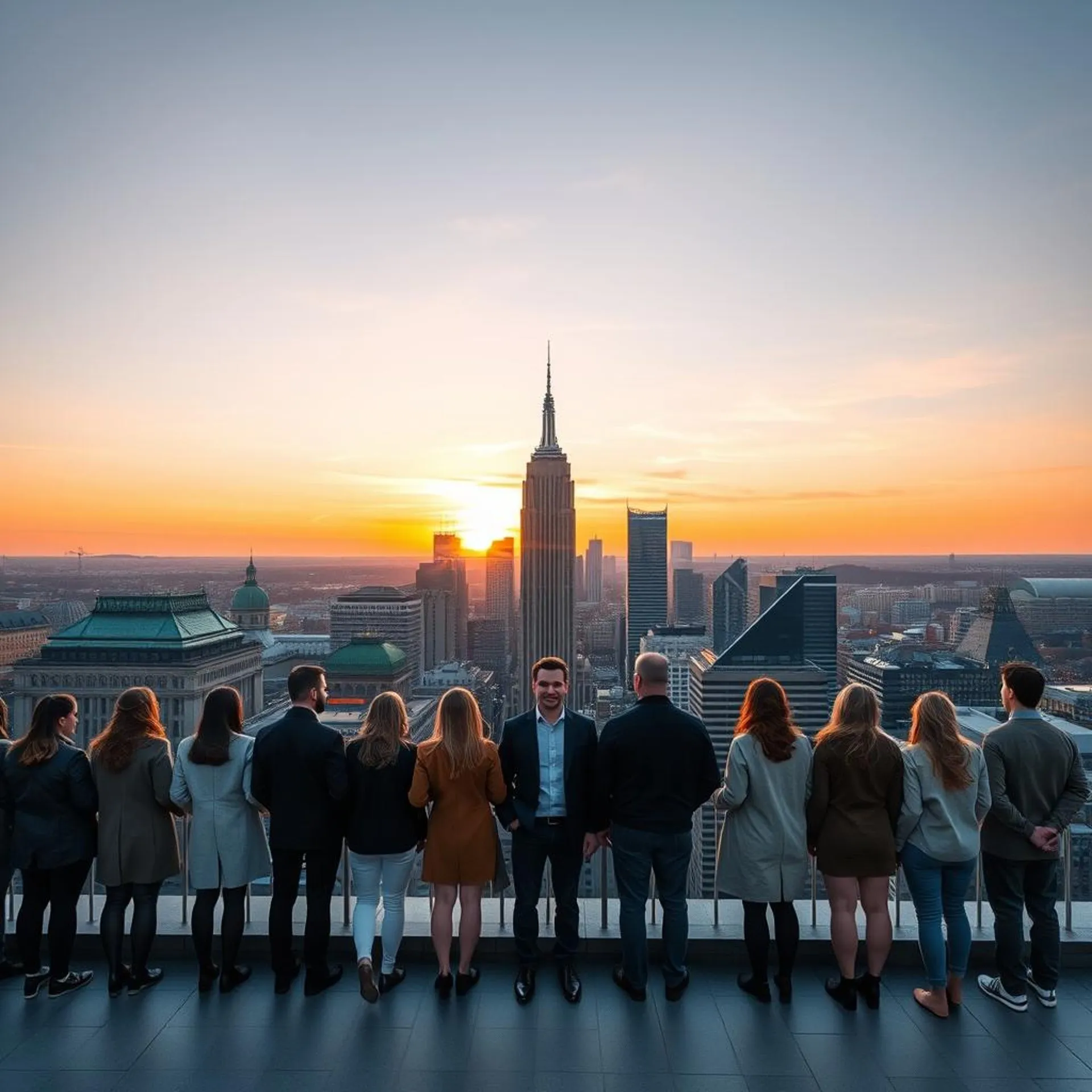 Stadtsilhouette in der Dämmerung mit Wohngebäuden.