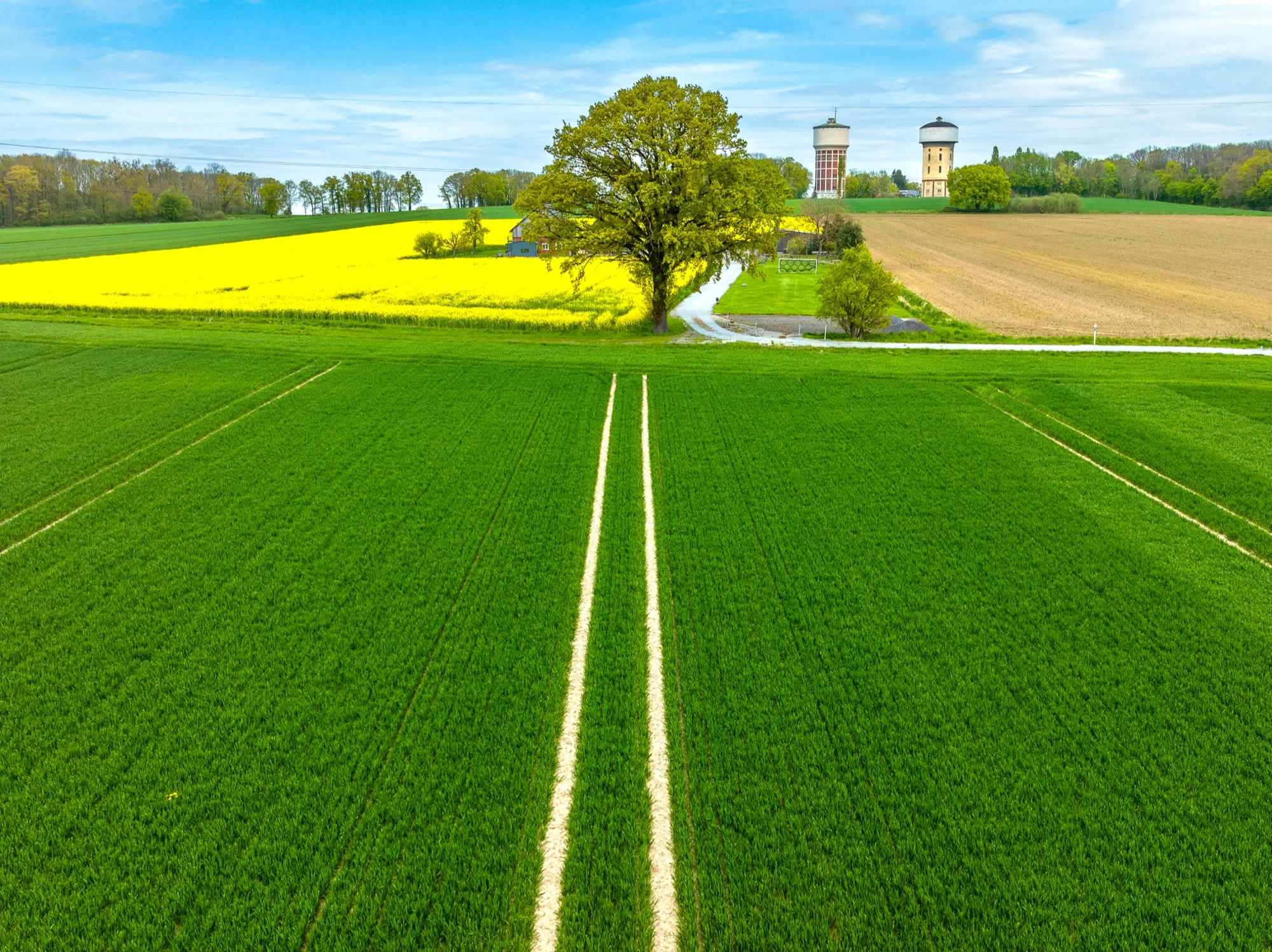 Feldflur bei Hamm-Westtünnen mit Blick zu den Wassertürmen
